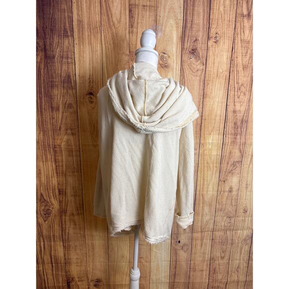 Oversize Free People Hooded Knit Cardigan with Pockets, Cream Women's Size M - Picture 4 of 5